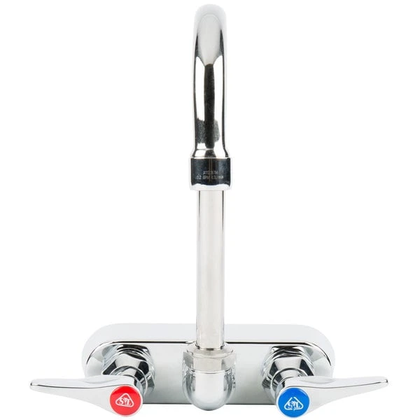 T&S Brass And Bronze Works T&S B-1146-02A Wall Mount Workboard Faucet With 4" Centers, 4 3/8" Gooseneck Spout, Escutcheon, Aerator, And Tailpieces - Image 3