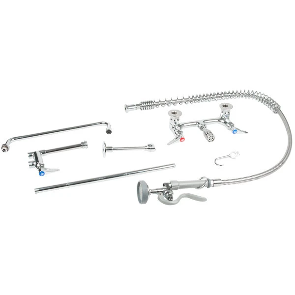 T&S Brass And Bronze Works T&S B-0133-063X EasyInstall Wall Mounted Pre-Rinse Faucet With Adjustable 8" Centers, 56" Hose, 14" Add-On Faucet, Vacuum Breaker, And 6" Wall Bracket - Image 4