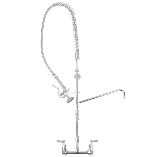 T&S Brass And Bronze Works T&S B-0133-063X EasyInstall Wall Mounted Pre-Rinse Faucet With Adjustable 8" Centers, 56" Hose, 14" Add-On Faucet, Vacuum Breaker, And 6" Wall Bracket