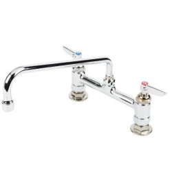 T&S Brass And Bronze Works T&S B-0221-CR Deck Mounted Pantry Faucet With 8" Adjustable Centers, 12" Swing Nozzle, And Cerama Cartridges