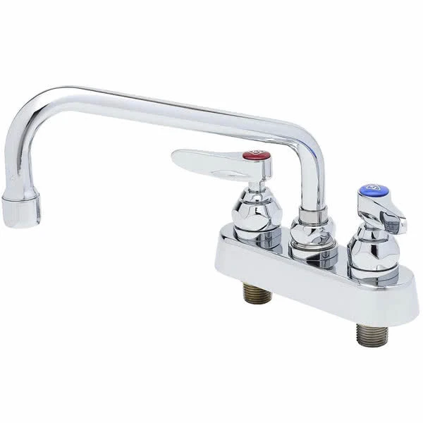 T&S Brass And Bronze Works T&S B-1110-XS-F12 Deck Mounted Workboard Faucet With 4" Centers, 6" Swing Spout, 1.2 GPM Aerator, Eterna Cartridges, And Lever Handles