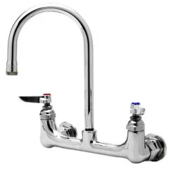 T&S Brass And Bronze Works Equip By T&S 5F-8WLB05 Wall Mounted Faucet With 5 9/16" Gooseneck Spout, 8" Centers, Laminar Flow Device, And Lever Handles