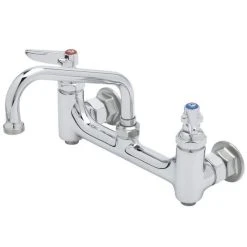 T&S Brass And Bronze Works Equip By T&S 5F-8WLB06 Wall Mounted Faucet With 8" Adjustable Centers, 6 1/8" Swing Spout, Laminar Flow Device, Cerama Cartridges, And Lever Handles