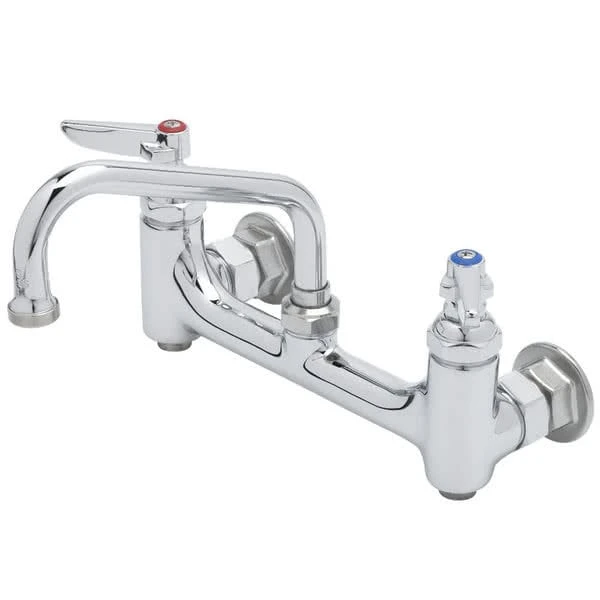 T&S Brass And Bronze Works Equip By T&S 5F-8WLB06 Wall Mounted Faucet With 8" Adjustable Centers, 6 1/8" Swing Spout, Laminar Flow Device, Cerama Cartridges, And Lever Handles