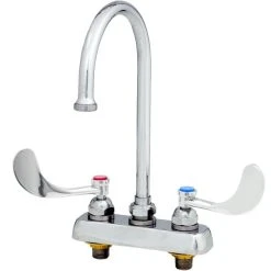 T&S Brass And Bronze Works T&S B-1141-XSCR4V15 Deck Mounted Workboard Faucet With 4" Centers, 5 3/4" Gooseneck Spout, 1.5 GPM Aerator, Cerama Cartridges, And Wrist Action Handles