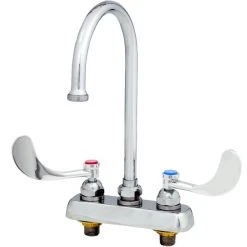 T&S Brass And Bronze Works T&S B-1141-XSCR4V22 Deck Mounted Workboard Faucet With 4" Centers, 5 3/4" Gooseneck Spout, 2.2 GPM Aerator, Cerama Cartridges, And Wrist Action Handles