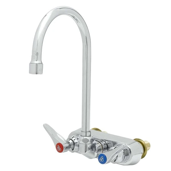 T&S Brass And Bronze Works T&S B-1146-XS-F12 Wall Mounted Workboard Faucet With 4" Centers, 5 3/4" Gooseneck Spout, 1.2 GPM Aerator, Eterna Cartridges, And Lever Handles 3 T&S Brass And Bronze Works T&S B-1146-XS-F12 Wall Mounted Workboard Faucet With 4" Centers, 5 3/4" Gooseneck Spout, 1.2 GPM Aerator, Eterna Cartridges, And Lever Handles