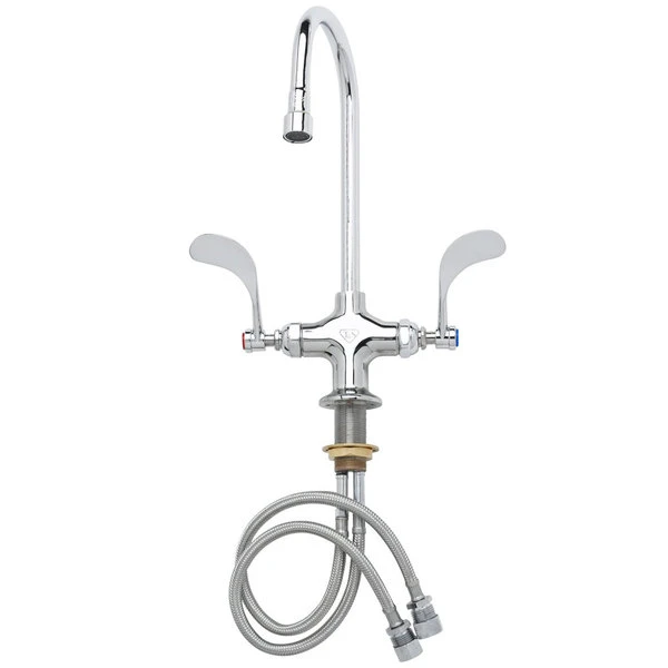 T&S Brass And Bronze Works T&S B-0300-VR4-WS Deck Mounted Pantry Faucet With 5 3/4" Gooseneck Nozzle, 1.5 GPM Aerator, Eterna Cartridges, And 4" Wrist Handles