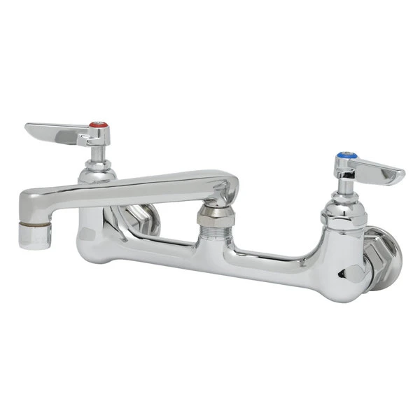 T&S Brass And Bronze Works T&S B-0230-01-QT-VR Wall Mounted Faucet With 8" Adjustable Centers, 6" Cast Swing Spout, 2.2 GPM Aerator, Eterna Cartridges, And Lever Handles