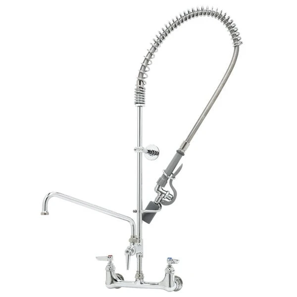 T&S Brass And Bronze Works T&S B-0154-14-CR-BC EasyInstall Wall Mounted Pre-Rinse Faucet With 8" Centers, 0.65 GPM Spray Valve, 14" Add-On Faucet, Cerama Cartridges, And Lever Handles 3 T&S Brass And Bronze Works T&S B-0154-14-CR-BC EasyInstall Wall Mounted Pre-Rinse Faucet With 8" Centers, 0.65 GPM Spray Valve, 14" Add-On Faucet, Cerama Cartridges, And Lever Handles
