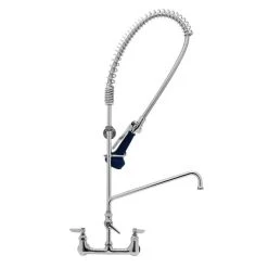 T&S Brass And Bronze Works T&S B-0133-14CRB8ST EasyInstall Wall Mounted Pre-Rinse Faucet With 8" Centers,1.07 GPM Spray Valve, 14" Add-On Faucet, Cerama Cartridges, And Lever Handles
