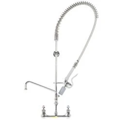 T&S Brass And Bronze Works T&S B-0133-12WCRBCT EasyInstall Wall Mounted Pre-Rinse Faucet With 8" Centers, 0.65 GPM Spray Valve, 12" Add-On Faucet, Cerama Cartridges, And Lever Handles