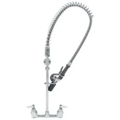 T&S Brass And Bronze Works T&S B-0133-CR-J EasyInstall Wall Mounted Pre-Rinse Faucet With 8" Centers, 1.07 GPM Spray Valve, Cerama Cartridges, And Lever Handles