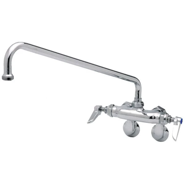T&S Brass And Bronze Works T&S B-0236-CR-063X Wall Mounted Faucet With 8" Adjustable Centers, 14" Swing Spout, Stream Regulator Outlet, Cerama Cartridges, And Lever Handles