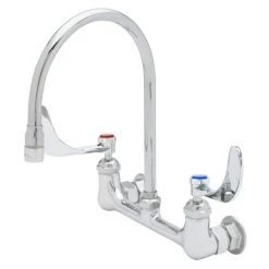 T&S Brass And Bronze Works T&S B-0331-CR4-L22 Wall Mounted Pantry Faucet With 8" Centers, 5 3/4" Gooseneck Spout, 2.2 GPM Laminar Flow Device, Cerama Cartridges, And Wrist Handles