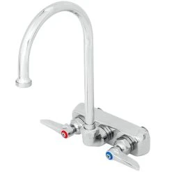 T&S Brass And Bronze Works T&S B-1146-CR Wall Mounted Workboard Faucet With 4" Centers, 5 3/4" Gooseneck Spout, 2.2 GPM Aerator, Cerama Cartridges, And Lever Handles