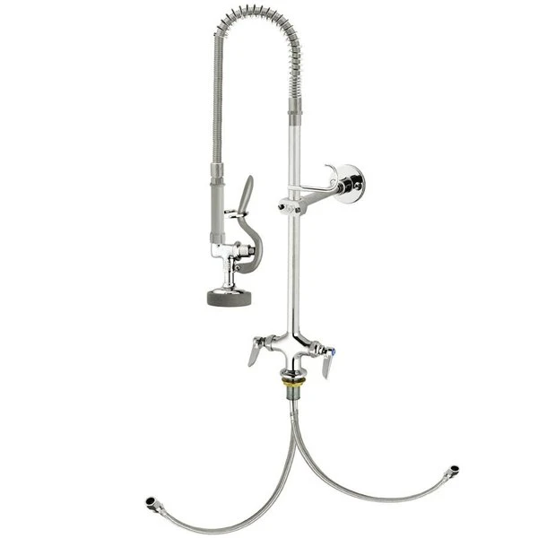 T&S Brass And Bronze Works T&S B-0113-CR-BX36H EasyInstall Deck Mounted Pre-Rinse Faucet With Single Base, 1.15 GPM Spray Valve, Cerama Cartridges, And Lever Handles