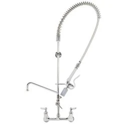 T&S Brass And Bronze Works T&S B-0133-14CRBJSX EasyInstall Wall Mounted Pre-Rinse Faucet With 8" Centers, 44" Hose, 10" Riser, 14" Add-On Faucet, And 6" Wall Bracket