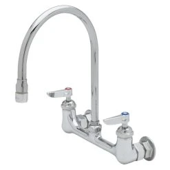 T&S Brass And Bronze Works T&S B-0230-134XA-CR Wall Mounted Pantry Faucet With 8" Adjustable Centers, 7 13/16" Swivel Gooseneck, And Cerama Cartridges