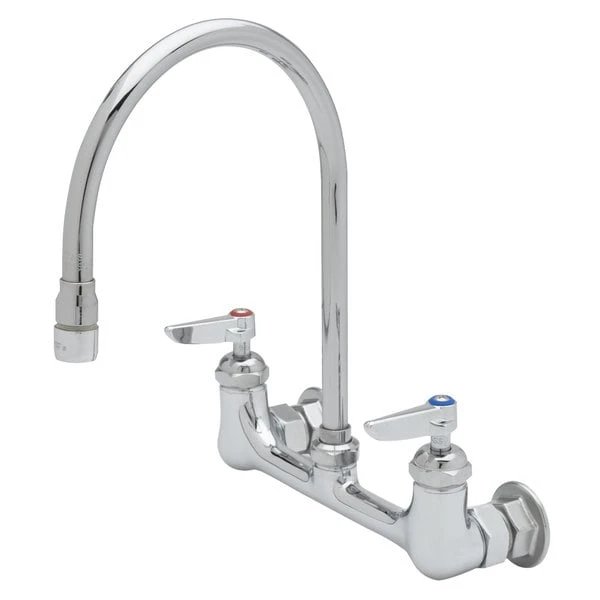 T&S Brass And Bronze Works T&S B-0230-134XA-CR Wall Mounted Pantry Faucet With 8" Adjustable Centers, 7 13/16" Swivel Gooseneck, And Cerama Cartridges 3 T&S Brass And Bronze Works T&S B-0230-134XA-CR Wall Mounted Pantry Faucet With 8" Adjustable Centers, 7 13/16" Swivel Gooseneck, And Cerama Cartridges