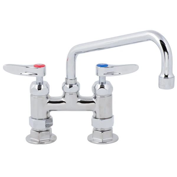 T&S Brass And Bronze Works T&S B-0227-CR-WS Deck Mounted Faucet With 4" Adjustable Centers, 8" Swing Spout, 1.5 GPM Aerator, Cerama Cartridges, And Lever Handles - Image 3