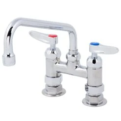 T&S Brass And Bronze Works T&S B-0227-CR-WS Deck Mounted Faucet With 4" Adjustable Centers, 8" Swing Spout, 1.5 GPM Aerator, Cerama Cartridges, And Lever Handles