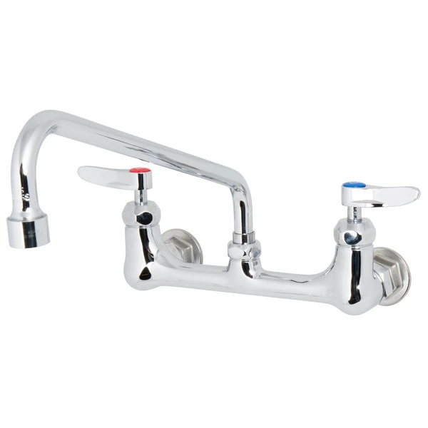 T&S Brass And Bronze Works T&S B-0231-VF22-CR Wall Mounted Faucet With 8" Adjustable Centers, 12" Swing Spout, 2.2 GPM Aerator, Cerama Cartridges, And Lever Handles