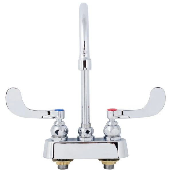 T&S Brass And Bronze Works T&S B-1140-WH4 Deck Mounted Workboard Faucet With 3 1/2" Centers, 5 3/4" Gooseneck Spout, 2.2 GPM Aerator, Eterna Cartridges And Wrist Handles - Image 2