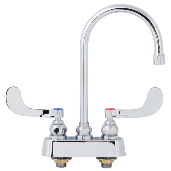 T&S Brass And Bronze Works T&S B-1140-WH4 Deck Mounted Workboard Faucet With 3 1/2" Centers, 5 3/4" Gooseneck Spout, 2.2 GPM Aerator, Eterna Cartridges And Wrist Handles - Image 3
