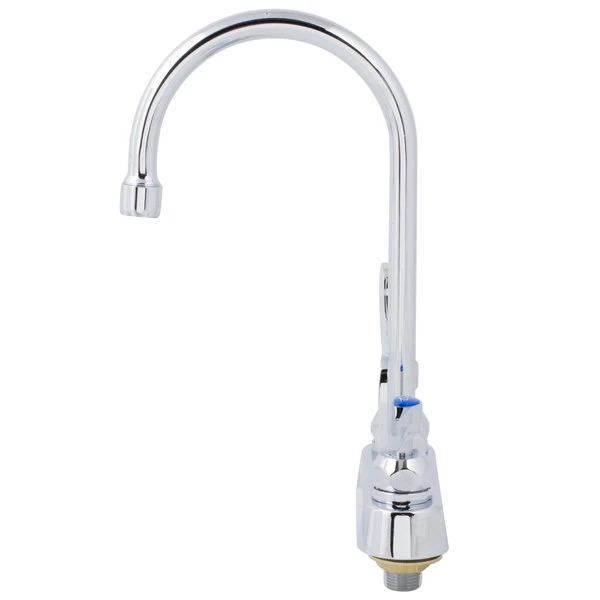 T&S Brass And Bronze Works T&S B-1141-04-CR Deck Mounted Workboard Faucet With 4" Centers, 5 3/4" Gooseneck Spout, 2.2 GPM Aerator, Cerama Cartridges, And Wrist Handles - Image 4