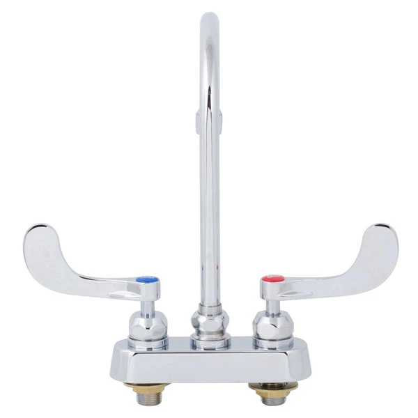 T&S Brass And Bronze Works T&S B-1141-04-CR Deck Mounted Workboard Faucet With 4" Centers, 5 3/4" Gooseneck Spout, 2.2 GPM Aerator, Cerama Cartridges, And Wrist Handles - Image 5