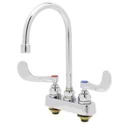 T&S Brass And Bronze Works T&S B-1141-2W4V12CR Deck Mounted Workboard Faucet With 4" Centers, 4 3/8" Gooseneck Spout, 1.2 GPM Aerator, Cerama Cartridges, And Wrist Handles