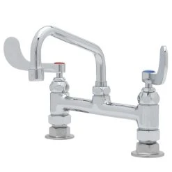 T&S Brass And Bronze Works T&S B-0220-061X-WH4 Deck Mounted Pantry Faucet With 8" Adjustable Centers, 10" Swing Spout, Stream Regulator Outlet, Eterna Cartridges, And Wrist Handles