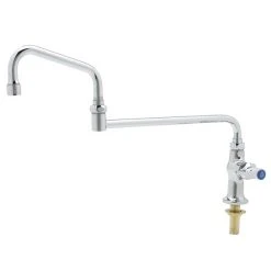 T&S Brass And Bronze Works T&S B-0255-18DJX-CR Deck Mounted Single Hole Faucet With 18" Double-Jointed Swing Spout, Stream Regulator Outlet, Cerama Cartridges, And Lever Handle