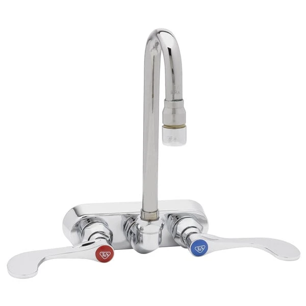 T&S Brass And Bronze Works T&S B-2459 Wall Mount Workboard Faucet With 4" Centers, 3 1/16" Swivel Gooseneck Nozzle, 1.0 GPM Aerator, And 4" Wrist Handles - Image 2