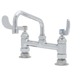 T&S Brass And Bronze Works T&S B-0221-CR4-L22 Deck Mounted Pantry Faucet With 8" Adjustable Centers, 12" Swing Spout, 2.2 GPM Laminar Device, Cerama Cartridges, And Wrist Handles