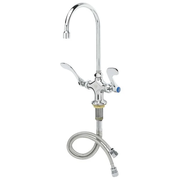 T&S Brass And Bronze Works T&S B-0301-W4-QT-WS Deck Mounted Pantry Faucet With 5 3/4" Swivel Gooseneck Nozzle, 1.5 GPM Aerator, Eterna Cartridges, And 4" Wrist Handles