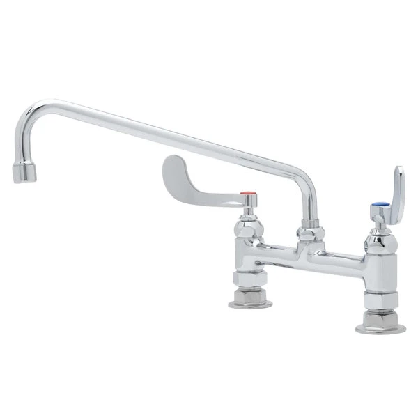 T&S Brass And Bronze Works T&S B-0221-WH4 Deck Mounted Pantry Faucet With 8" Adjustable Centers, 12" Swing Spout, Stream Regulator Outlet, Eterna Cartridges, And Wrist Handles - Image 2
