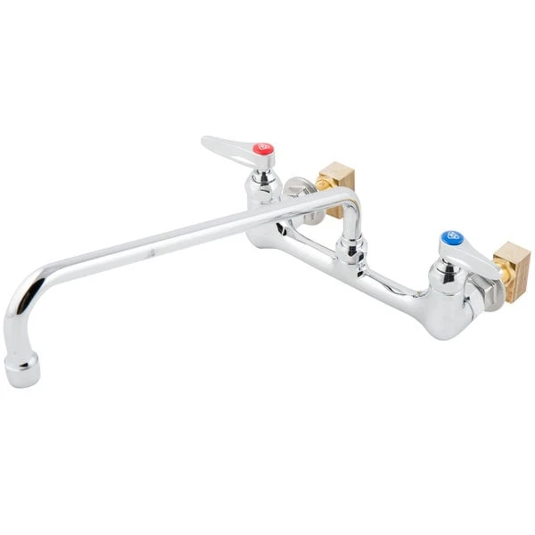 T&S Brass And Bronze Works T&S B-2358 Wall Mounted Faucet With 14" Swing Spout, 23.09 GPM Stream Regulator, 8" Adjustable Centers, And Lever Handles - Image 2