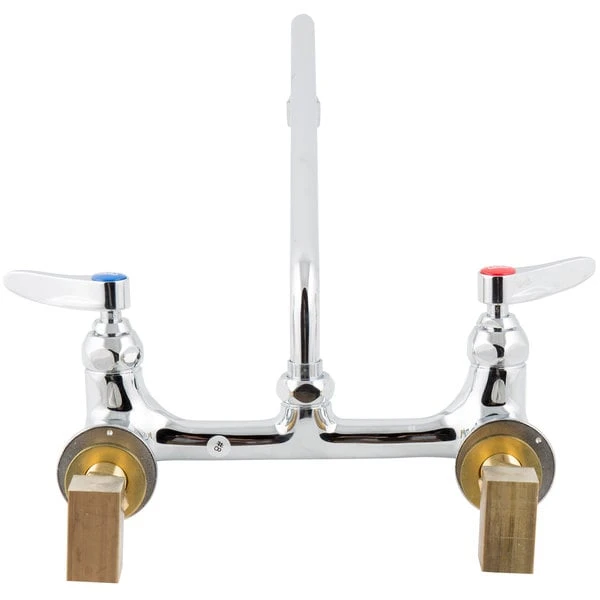 T&S Brass And Bronze Works T&S B-2358 Wall Mounted Faucet With 14" Swing Spout, 23.09 GPM Stream Regulator, 8" Adjustable Centers, And Lever Handles - Image 4