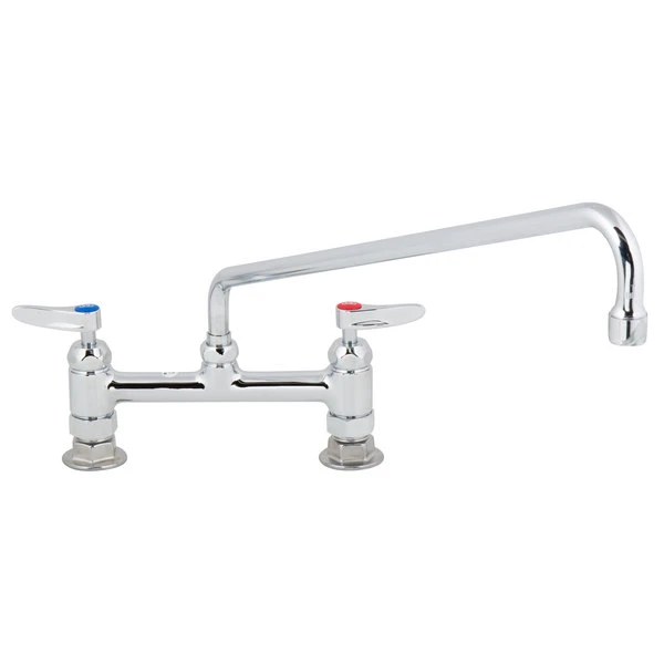 T&S Brass And Bronze Works T&S B-0220-CR Deck Mounted Faucet With 8" Adjustable Centers, 18" Swing Spout, Stream Regulator Outlet, Cerama Cartridges, And Lever Handles - Image 2