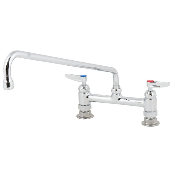 T&S Brass And Bronze Works T&S B-0220-CR Deck Mounted Faucet With 8" Adjustable Centers, 18" Swing Spout, Stream Regulator Outlet, Cerama Cartridges, And Lever Handles - Image 4