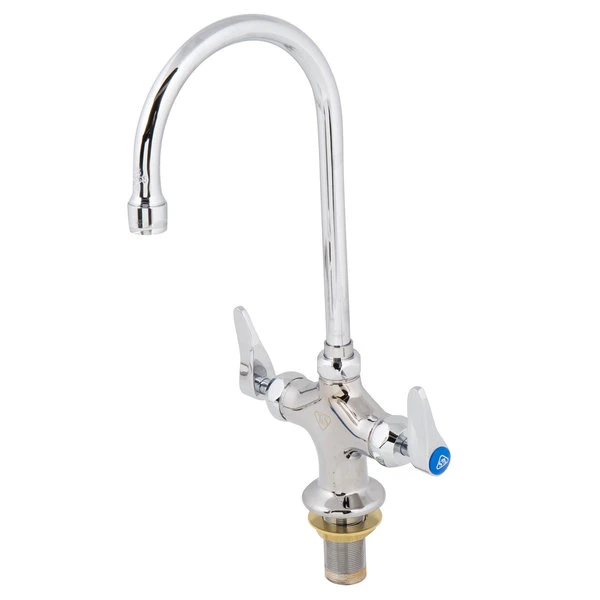 T&S Brass And Bronze Works T&S B-0300-CR Deck Mounted Single Hole Pantry Faucet With Flex Inlets, 5 1/2" Rigid Gooseneck Nozzle, And Cerama Cartridges - Image 3