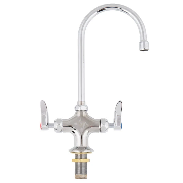 T&S Brass And Bronze Works T&S B-0300-CR Deck Mounted Single Hole Pantry Faucet With Flex Inlets, 5 1/2" Rigid Gooseneck Nozzle, And Cerama Cartridges - Image 4