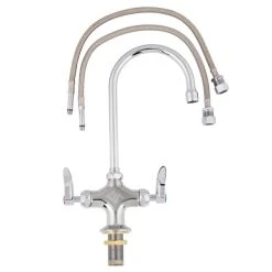 T&S Brass And Bronze Works T&S B-0300-CR Deck Mounted Single Hole Pantry Faucet With Flex Inlets, 5 1/2" Rigid Gooseneck Nozzle, And Cerama Cartridges
