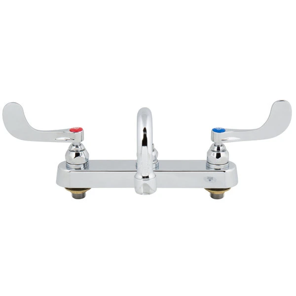 T&S Brass And Bronze Works T&S B-1123-WH4 Deck Mounted Workboard Faucet With 8" Centers, 12" Swing Nozzle, 2.2 GPM Aerator, Eterna Cartridges, And Wrist Handles - Image 2