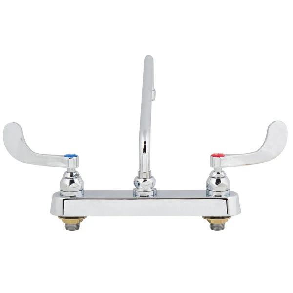 T&S Brass And Bronze Works T&S B-1123-WH4 Deck Mounted Workboard Faucet With 8" Centers, 12" Swing Nozzle, 2.2 GPM Aerator, Eterna Cartridges, And Wrist Handles - Image 5