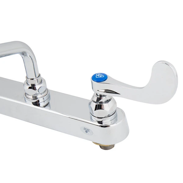 T&S Brass And Bronze Works T&S B-1123-WH4 Deck Mounted Workboard Faucet With 8" Centers, 12" Swing Nozzle, 2.2 GPM Aerator, Eterna Cartridges, And Wrist Handles - Image 6