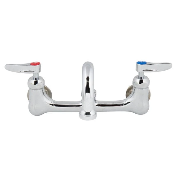 T&S Brass And Bronze Works T&S B-2299-CR Wall Mounted Faucet With 8" Adjustable Centers, 14" Swing Spout, Stream Regulator Outlet, Cerama Cartridges, And Lever Handles - Image 2