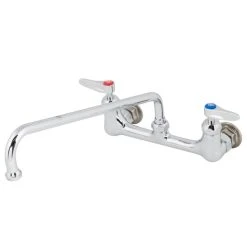 T&S Brass And Bronze Works T&S B-2299-CR Wall Mounted Faucet With 8" Adjustable Centers, 14" Swing Spout, Stream Regulator Outlet, Cerama Cartridges, And Lever Handles